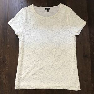 {Talbots} Ivory Floral Stretch Lace Top